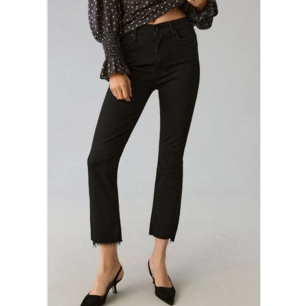 Mother Jeans Womens 25 Insider Crop Step Fray Not‎ Guilty Black Mid Rise USA